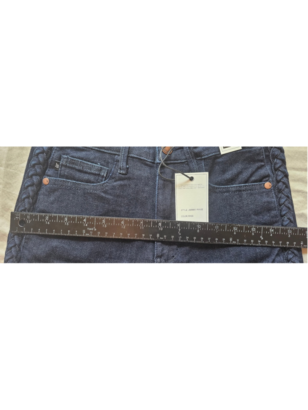 Women's Judy Blue Wide Leg Jeans Size 1 Dark Blue Braided Detail - Picture 4 of 7
